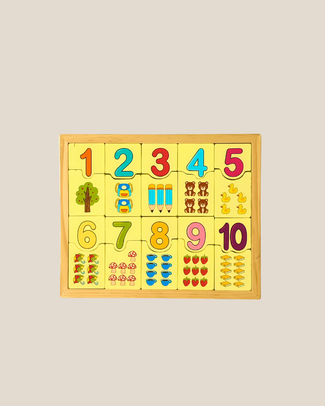 Wooden Numbers Counting Puzzle - Educational Math Learning Toy (1-10)